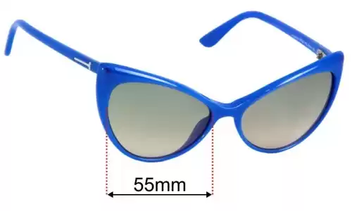 Sunglass Fix Replacement Lenses for Tom Ford Anastasia TF303 - 55mm Wide - Side View Tom Ford Anastasia TF303 Replacement Lenses 55mm wide - Side View