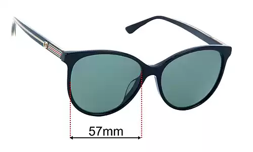 Sunglass Fix Replacement Lenses for Gucci GG0377SK - 57mm Wide Gucci GG0377SK Replacement Lenses 57mm wide