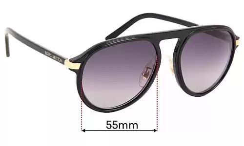 Sunglass Fix Replacement Lenses for Louis Vuitton Z1098U - 55mm Wide Louis Vuitton Z1098U Replacement Lenses 55mm wide