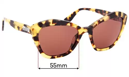 Sunglass Fix Replacement Lenses for Miu Miu SMU05U - 55mm Wide Miu Miu SMU05U Replacement Lenses 55mm wide