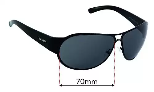Sunglass Fix Replacement Lenses for Prada SPR57G - 70mm Wide Prada SPR57G Replacement Lenses 70mm wide
