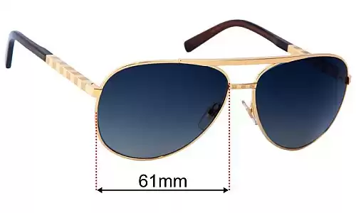Sunglass Fix Replacement Lenses for Louis Vuitton Z0339U - 61mm Wide Louis Vuitton Z0339U Replacement Lenses 61mm Wide