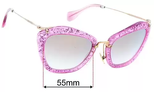 Sunglass Fix Replacement Lenses for Miu Miu SMU10N - 55mm Wide Miu Miu SMU10N Replacement Lenses 55mm wide