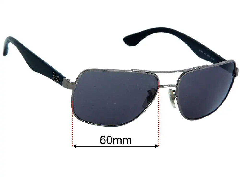 Sunglass Fix Replacement Lenses for Ray Ban RB3483 - 60mm Wide - Side View Sunglass Fix Replacement Lenses for Ray Ban RB3483 - 60mm Wide - Side View