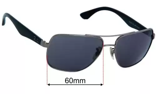 Sunglass Fix Replacement Lenses for Ray Ban RB3483 - 60mm Wide - Side View Ray Ban RB3483 Replacement Lenses 60mm wide - Side View