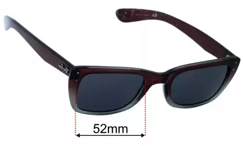 Sunglass Fix Replacement Lenses for Ray Ban RB4148 - 52mm Wide - Side View Ray Ban RB4148 Replacement Lenses 52mm wide - Side View