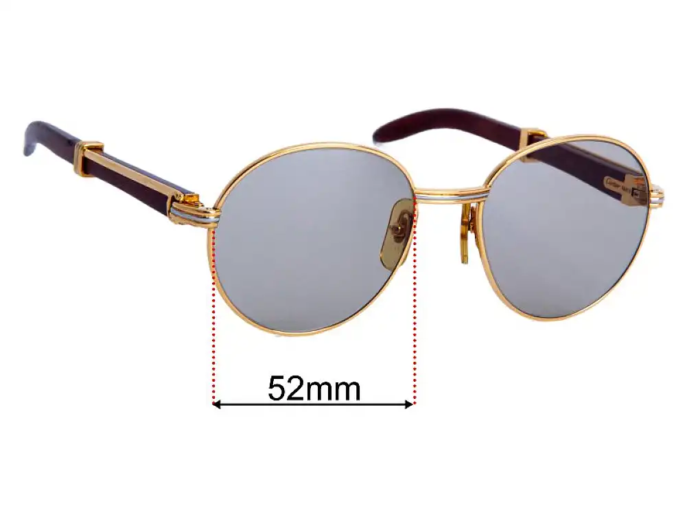 Sunglass Fix Replacement Lenses for Cartier Bagatelle - 52mm Wide Sunglass Fix Replacement Lenses for Cartier Bagatelle - 52mm Wide