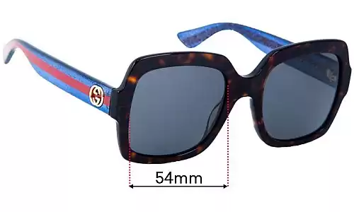 Sunglass Fix Replacement Lenses for Gucci GG0036SN - 54mm Wide Gucci GG0036SN Replacement Lenses 54mm wide