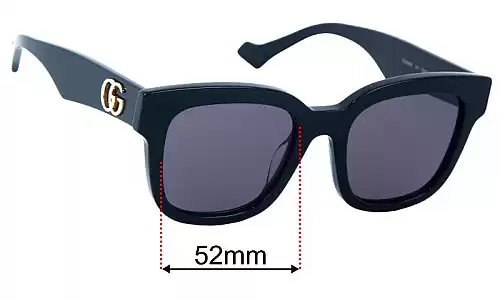 Gucci GG0998S Replacement Lenses 52mm Wide Sunglass Fix Replacement Lenses for Gucci GG0998S 52mm Wide