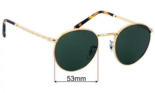 Sunglass Fix Replacement Lenses for Ray-Ban RB3637 New Round - 53mm Wide Ray-Ban RB3637 New Round Replacement Lenses 53mm wide