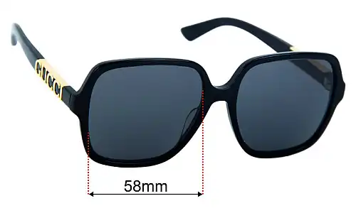 Sunglass Fix Replacement Lenses for Gucci GG1189S 58mm Gucci GG1189S Replacement Lenses 58mm wide