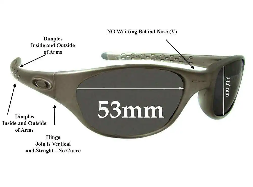 Sunglass Fix Replacement Lenses for Oakley Fives Late 1990s - 53mm Wide Sunglass Fix Replacement Lenses for Oakley Fives Late 1990s - 53mm Wide