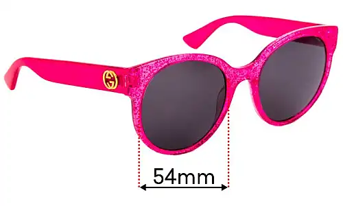 Gucci GG 0035/S Replacement Lenses 54mm Sunglass Fix Replacement Lenses for Gucci GG 0035/S - 54mm Wide