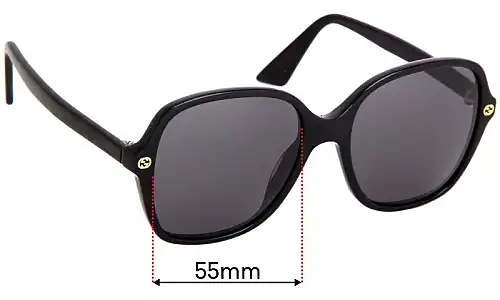 Sunglass Fix Replacement Lenses for Gucci GG 0092/S - 55mm Wide Gucci GG 0092/S Replacement Lenses 55mm wide