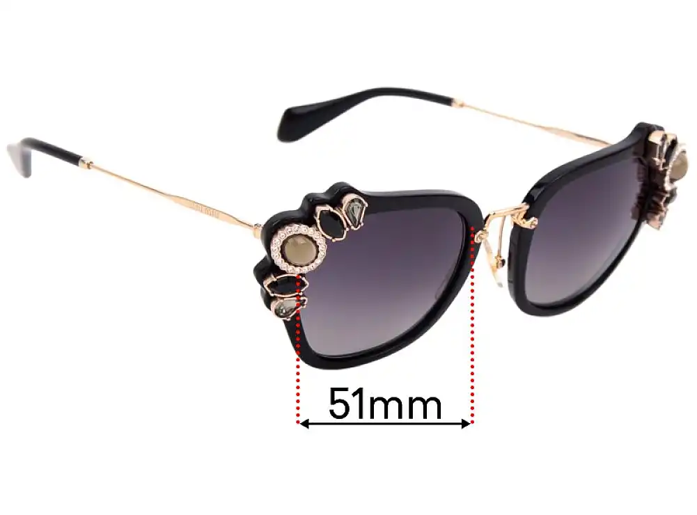 Sunglass Fix Replacement Lenses for Miu Miu SMU03S - 51mm Wide Sunglass Fix Replacement Lenses for Miu Miu SMU03S - 51mm Wide