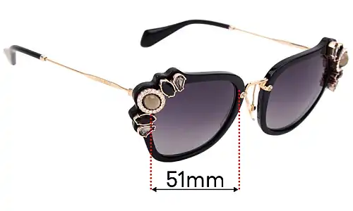 Sunglass Fix Replacement Lenses for Miu Miu SMU03S - 51mm Wide Sunglass Fix Replacement Lenses for Miu Miu SMU03S - 51mm Wide