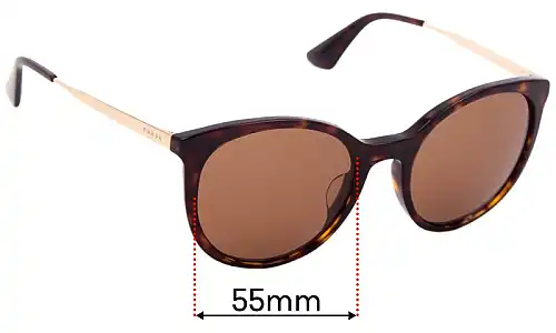 Sunglass Fix Replacement Lenses for Prada SPR17S-F - 55mm Wide Prada SPR17S-F Replacement Lenses 55mm wide
