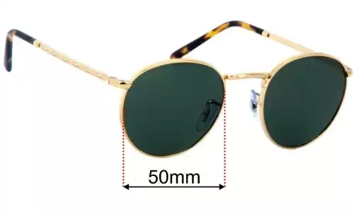 Sunglass Fix Replacement Lenses for Ray-Ban RB3637 New Round - 50mm Wide Ray-Ban RB3637 New Round Replacement Lenses 50mm wide