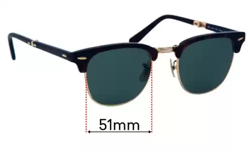 Sunglass Fix Replacement Lenses for Ray-Ban RB2176 Folding Clubmaster - 51mm Wide Ray-Ban RB2176 Folding Clubmaster Replacement Lenses 51mm wide