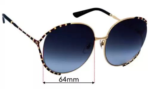 Sunglass Fix Replacement Lenses for Gucci GG0595S - 64mm Wide Gucci GG0595S Replacement Lenses 64mm wide