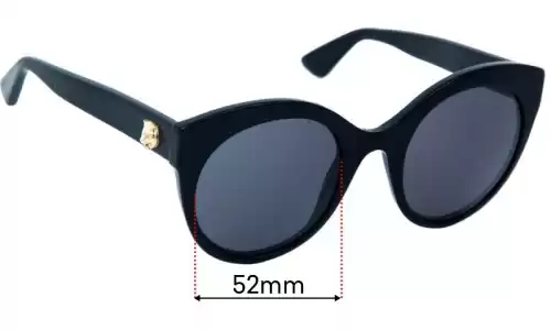 Gucci GG0028S Replacement Lenses - 52mm Gucci GG0028S Replacement Sunglass Lenses - 52mm
