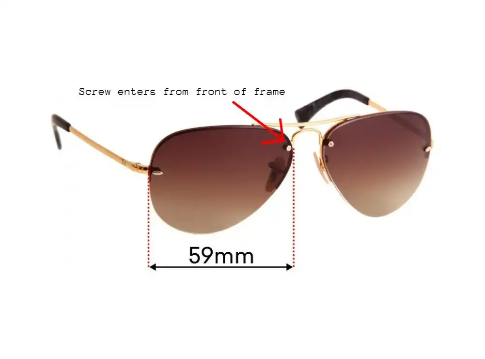 Sunglass Fix Replacement Lenses for Ray-Ban RB3449 Aviator 2mm Nose Hole - 59mm Wide Sunglass Fix Replacement Lenses for Ray-Ban RB3449 Aviator 2mm Nose Hole - 59mm Wide