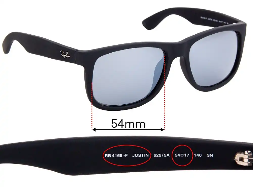 Sunglass Fix Replacement Lenses for Ray-Ban RB4165-F Justin (Low Bridge Fit) - 54mm Wide Sunglass Fix Replacement Lenses for Ray-Ban RB4165-F Justin (Low Bridge Fit) - 54mm Wide