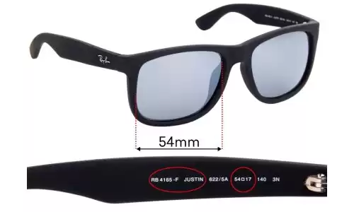 Sunglass Fix Replacement Lenses for Ray-Ban RB4165-F Justin (Low Bridge Fit) - 54mm Wide Ray-Ban RB4165-F Justin (Low Bridge Fit) Replacement Lenses 54mm wide