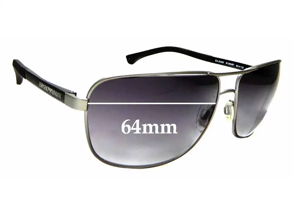 Sunglass Fix Replacement Lenses for Emporio Armani EA2033 - 64mm Wide Sunglass Fix Replacement Lenses for Emporio Armani EA2033 - 64mm Wide