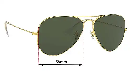 Sunglass Fix Ersatzgläser für Ray-Ban RB3026F Aviator L - 58mm Wide Ray-Ban RB3026F Aviator L Ersatzlinsen 58mm wide