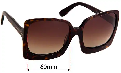 Sunglass Fix Ersatzgläser für Tom Ford Katrine TF617 - 60mm Wide Tom Ford Katrine TF617 Ersatzlinsen 60mm wide