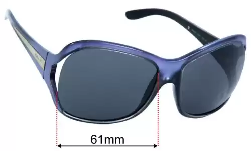 Sunglass Fix Ersatzgläser für Prada SPR05L & PR05LS - 61mm Wide - Side View Prada SPR05L & PR05LS Ersatzlinsen 61mm wide - Side View