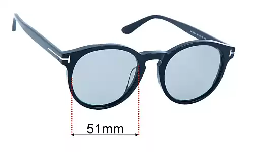 Sunglass Fix Ersatzgläser für Tom Ford Ian-02 TF591 - 51mm Wide Tom Ford Ian-02 TF591 Ersatzgläser 51mm wide