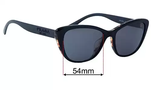Sunglass Fix Ersatzgläser für Prada VPR04W-F - 54mm Wide Prada VPR04W-F Ersatzlinsen 54mm wide
