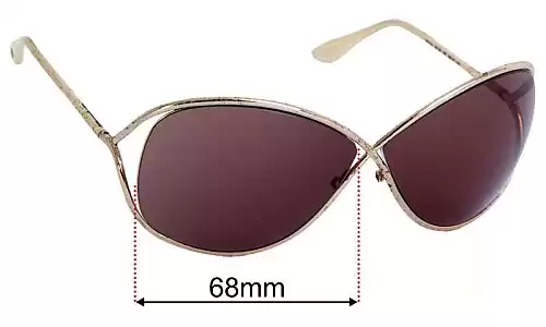 Sunglass Fix Ersatzgläser für Tom Ford Miranda - 68mm Wide Tom Ford Miranda Ersatzlinsen 68mm wide