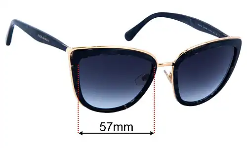Sunglass Fix Ersatzgläser für Dolce & Gabbana DG2113 - 57mm Wide Dolce & Gabbana DG2113 Ersatzlinsen 57mm wide