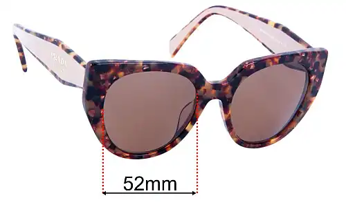 Sunglass Fix Ersatzgläser für Prada SPR14W & PR14WS - 52mm Wide Prada SPR14W & PR14WS Ersatzlinsen 52mm wide