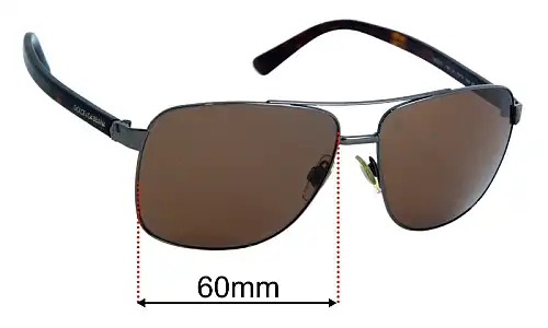 Sunglass Fix Ersatzgläser für Dolce & Gabbana DG2131 - 60mm Wide Dolce & Gabbana DG2131 Ersatzlinsen 60mm wide