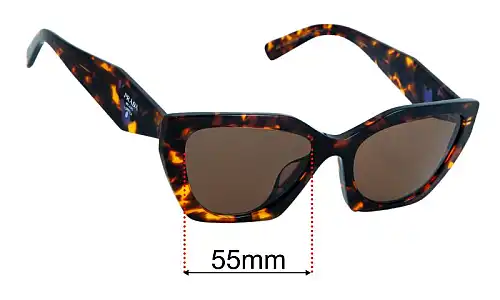 Sunglass Fix Ersatzgläser für Prada VPR09Y-F - 55mm Wide Prada VPR09Y-F Ersatzlinsen 55mm wide