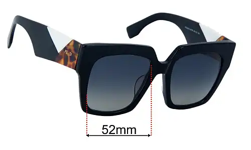 Sunglass Fix Ersatzgläser für Fendi FF 0263/S - 52mm Wide Fendi FF 0263/S Ersatzlinsen 52mm wide