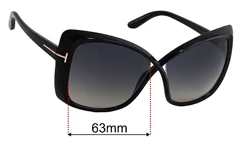 Sunglass Fix Ersatzgläser für Tom Ford Jasmin TF943 - 63mm Wide Tom Ford Jasmin TF943 Ersatzlinsen 63mm wide