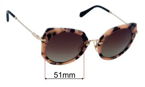 Sunglass Fix Ersatzgläser für Miu Miu MU02XS - 51mm Wide Miu Miu MU02XS Ersatzgläser 51mm wide