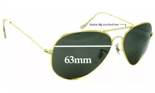Sunglass Fix Ersatzgläser für Ray-Ban B&L Aviators RB3026 - 63mm Wide Ray-Ban B&L Aviators RB3026 Ersatzlinsen 63mm wide