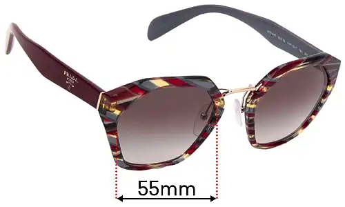 Sunglass Fix Ersatzgläser für Prada SPR04T & PR04TS - 55mm Wide Prada SPR04T & PR04TS Ersatzlinsen 55mm wide