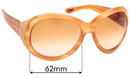 Sunglass Fix Ersatzgläser für Tom Ford Elizabeth TF27 - 62mm Wide Tom Ford Elizabeth TF27 Ersatzlinsen 62mm wide
