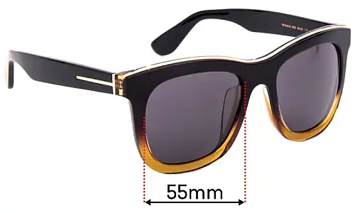 Sunglass Fix Ersatzgläser für Tom Ford TF414-D - 55mm Wide Tom Ford TF414-D Ersatzlinsen 55mm wide