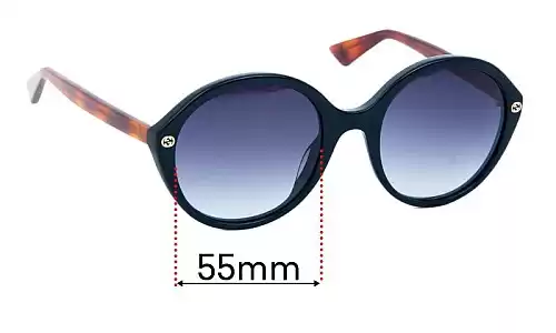 Sunglass Fix Ersatzgläser für Gucci GG0023S - 55mm Wide Gucci GG0023S Ersatzlinsen 55mm wide