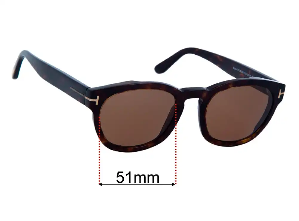 Replacement Lenses for Tom Ford Bryan-02 TF590 - 51mm Wide Replacement Lenses for Tom Ford Bryan-02 TF590 - 51mm Wide