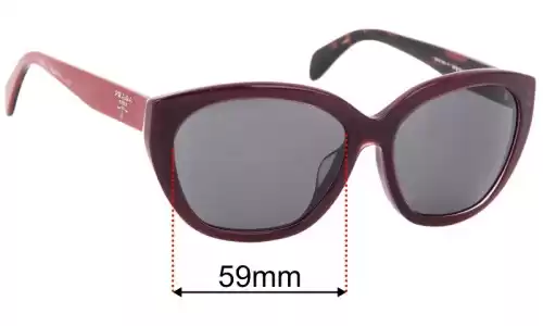 Sunglass Fix Ersatzgläser für Prada SPR16X-F - 59mm Wide Prada SPR16X-F Ersatzlinsen 59mm wide