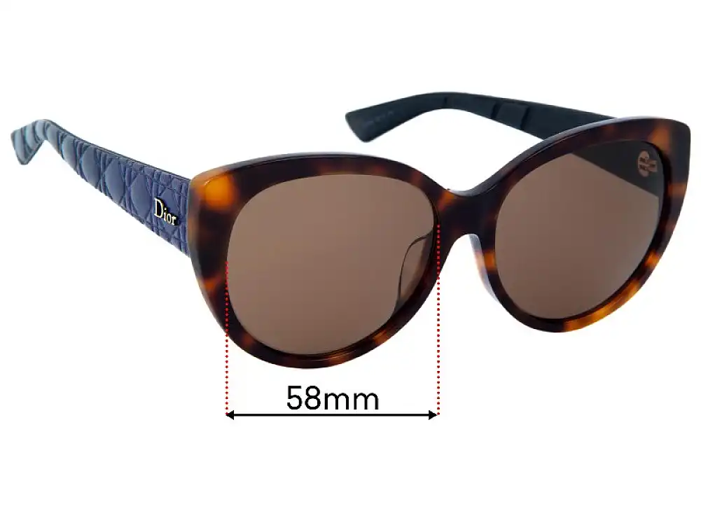 Sunglass Fix Replacement Lenses Christian Dior Lady 1RF - 58mm Wide Sunglass Fix Replacement Lenses Christian Dior Lady 1RF - 58mm Wide